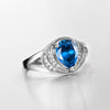 Blue Swarovski Duo Halo Cocktail Ring in 18K White Gold, , Golden NYC Jewelry, Golden NYC Jewelry  jewelryjewelry deals, swarovski crystal jewelry, groupon jewelry,, jewelry for mom,