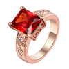 Ruby Emerald Cut Center Halo Ring in 18K Rose Gold