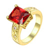 Ruby Emerald Cut Center Halo Ring in 14K Gold