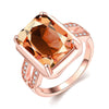 Orange Citrine Emerald Cut Cocktail Ring in 18K Rose Gold