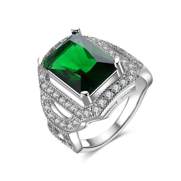 Emerald Emerald Cut Micro-Pav'e White Gold Cocktail Ring, , Golden NYC Jewelry, Golden NYC Jewelry  jewelryjewelry deals, swarovski crystal jewelry, groupon jewelry,, jewelry for mom, 