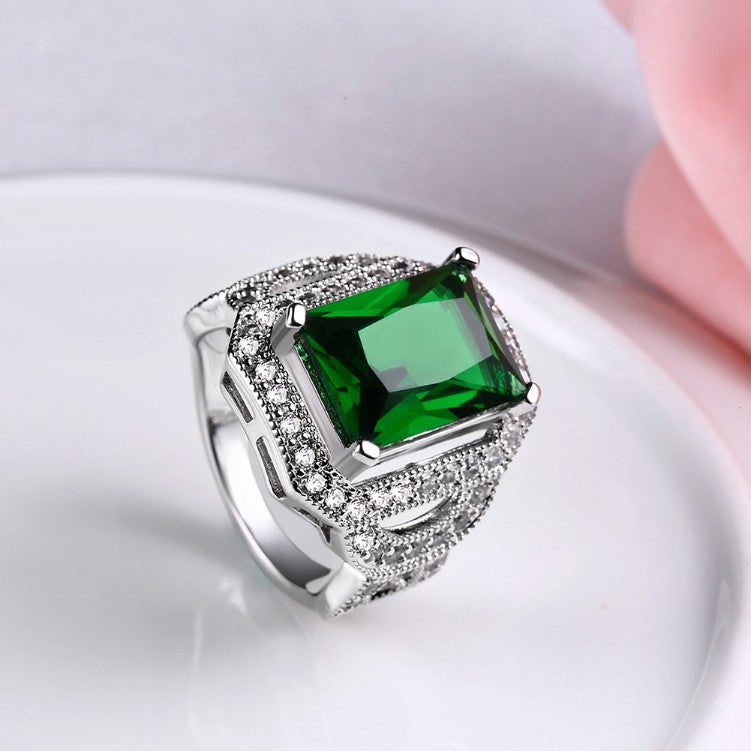 Emerald Emerald Cut Micro-Pav'e White Gold Cocktail Ring, , Golden NYC Jewelry, Golden NYC Jewelry  jewelryjewelry deals, swarovski crystal jewelry, groupon jewelry,, jewelry for mom, 