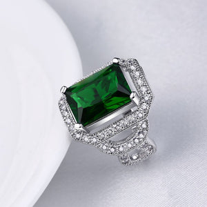 Emerald Emerald Cut Micro-Pav'e White Gold Cocktail Ring, , Golden NYC Jewelry, Golden NYC Jewelry  jewelryjewelry deals, swarovski crystal jewelry, groupon jewelry,, jewelry for mom, 