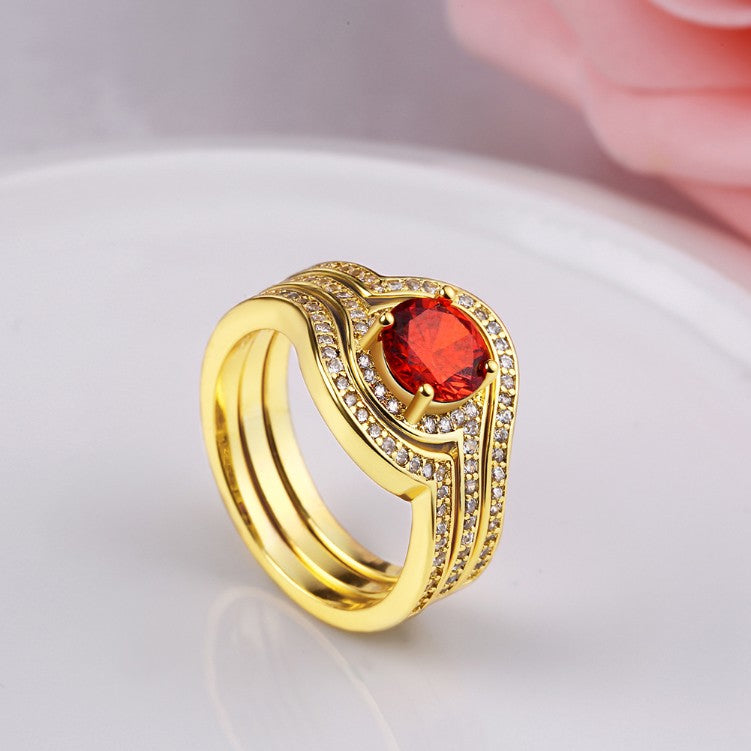 Ruby Micro-Pav'e Curved Setting Cocktail White Gold Ring - Golden NYC Jewelry Pandora Jewelry goldennycjewelry.com wholesale jewelry