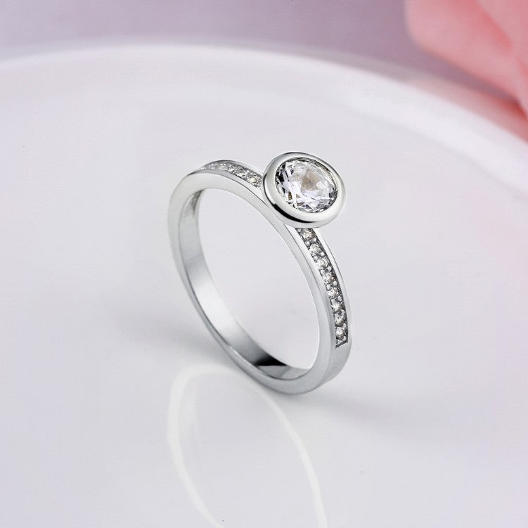 Single Princess Cut Pave Ring Set in White Gold - Golden NYC Jewelry Pandora Jewelry goldennycjewelry.com wholesale jewelry