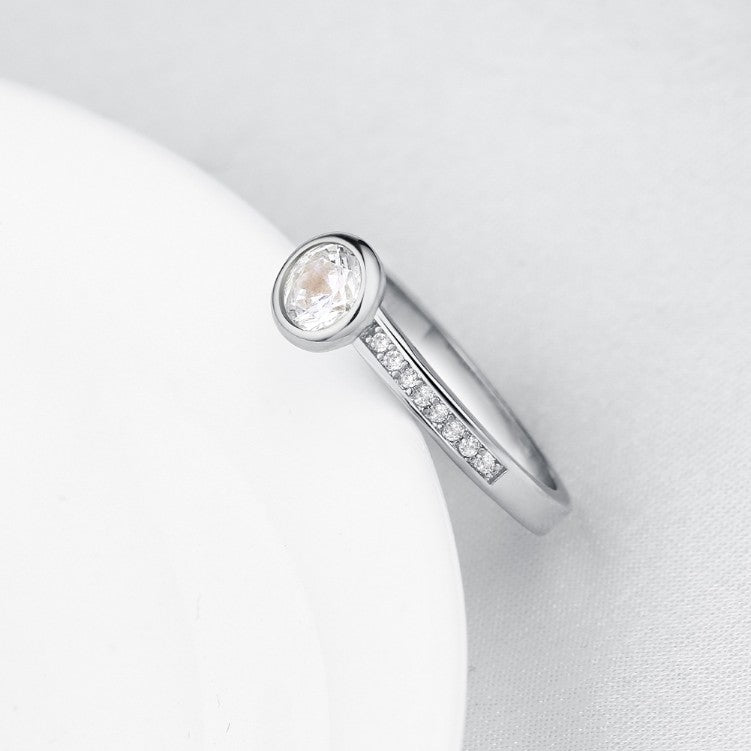 Single Princess Cut Pave Ring Set in White Gold - Golden NYC Jewelry Pandora Jewelry goldennycjewelry.com wholesale jewelry