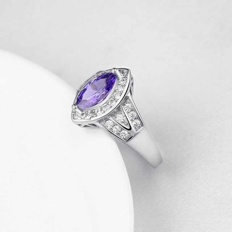 Tanzanite Diamond Cut Micro Pave White Gold Ring - Golden NYC Jewelry www.goldennycjewelry.com fashion jewelry for women