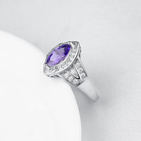 Tanzanite Diamond Cut Micro Pave White Gold Ring - Golden NYC Jewelry www.goldennycjewelry.com fashion jewelry for women