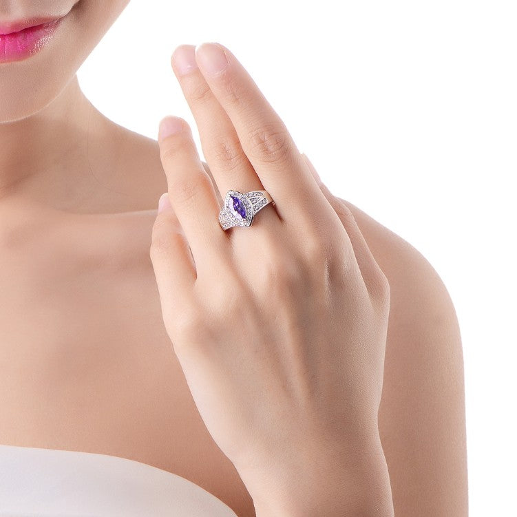 Tanzanite Diamond Cut Micro Pave White Gold Ring - Golden NYC Jewelry www.goldennycjewelry.com fashion jewelry for women