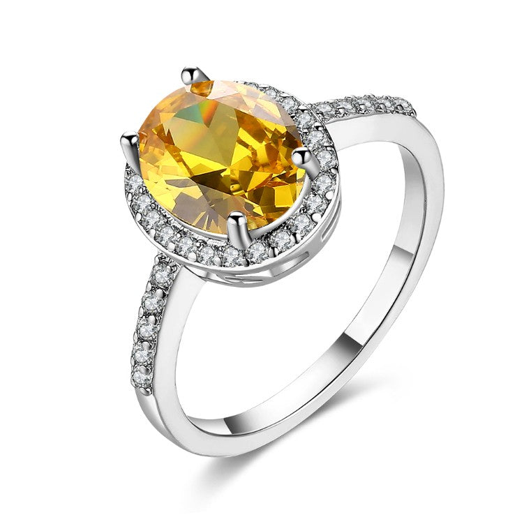 Citrine Pav'e Halo Cut Classic White Gold Ring, , Golden NYC Jewelry, Golden NYC Jewelry  jewelryjewelry deals, swarovski crystal jewelry, groupon jewelry,, jewelry for mom, 