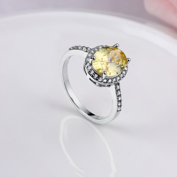 Citrine Pav'e Halo Cut Classic White Gold Ring, , Golden NYC Jewelry, Golden NYC Jewelry  jewelryjewelry deals, swarovski crystal jewelry, groupon jewelry,, jewelry for mom, 