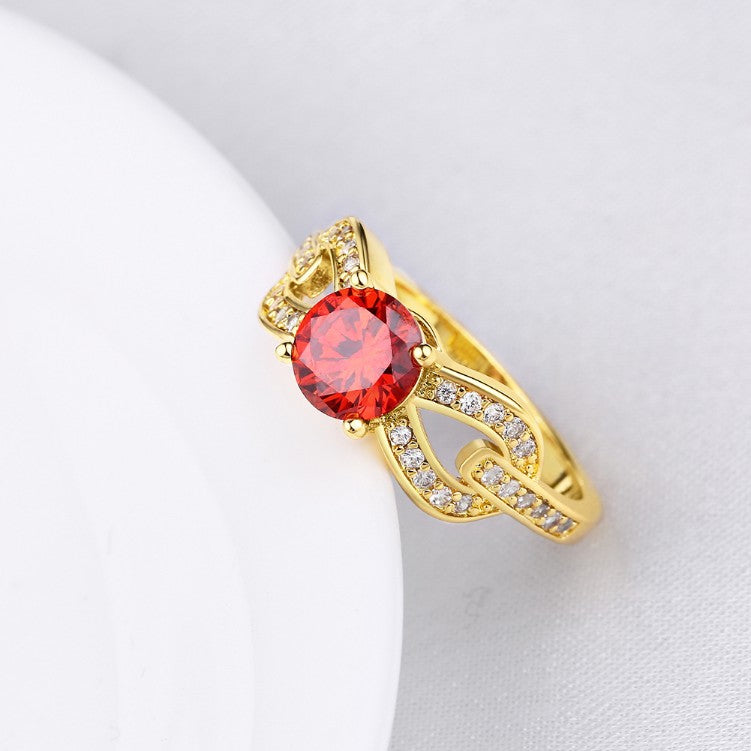 Micro-Pave Overlap Ruby Ring in Gold, , Golden NYC Jewelry, Golden NYC Jewelry fashion jewelry, cheap jewelry, jewelry for mom, 