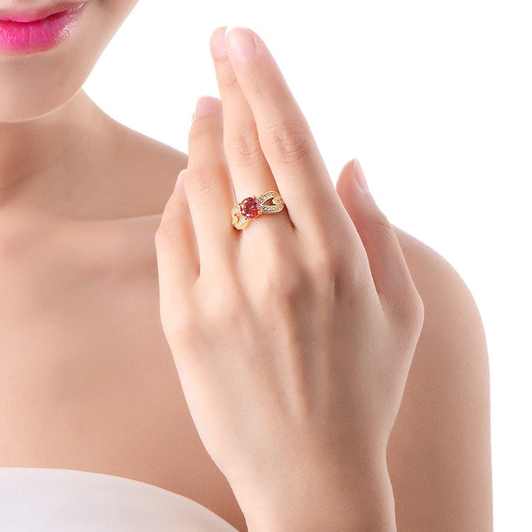 Micro-Pave Overlap Ruby Ring in Gold, , Golden NYC Jewelry, Golden NYC Jewelry fashion jewelry, cheap jewelry, jewelry for mom, 