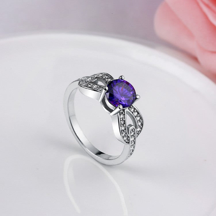 Tanzanite Princess Cut Braided Ring In White Gold - Golden NYC Jewelry www.goldennycjewelry.com fashion jewelry for women
