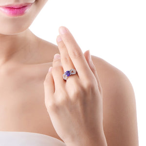 Tanzanite Princess Cut Braided Ring In White Gold - Golden NYC Jewelry www.goldennycjewelry.com fashion jewelry for women
