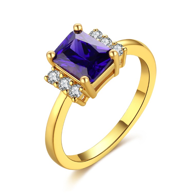 Sapphire Emerald Cut Micro-Pav'e Ring in Gold - Golden NYC Jewelry Pandora Jewelry goldennycjewelry.com wholesale jewelry