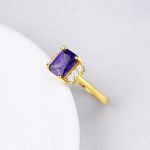 Sapphire Emerald Cut Micro-Pav'e Ring in Gold - Golden NYC Jewelry Pandora Jewelry goldennycjewelry.com wholesale jewelry