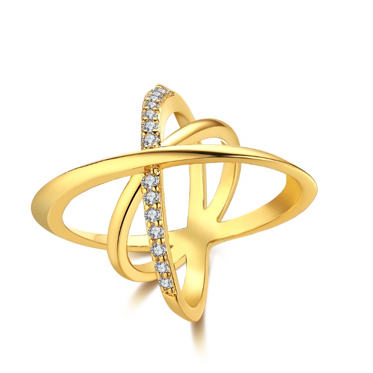 Intertwined Matrix Swarovski Elements Pav'e Cocktail Ring in Gold, , Golden NYC Jewelry, Golden NYC Jewelry fashion jewelry, cheap jewelry, jewelry for mom, 