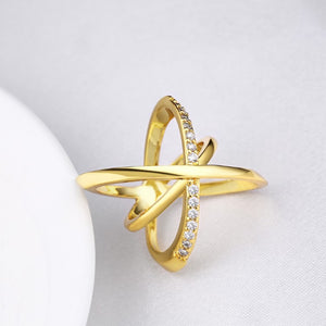 Intertwined Matrix Swarovski Elements Pav'e Cocktail Ring in Gold, , Golden NYC Jewelry, Golden NYC Jewelry fashion jewelry, cheap jewelry, jewelry for mom, 