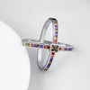 Rainbow Crystals Criss-Cross Statement Ring Set in White Gold, , Golden NYC Jewelry, Golden NYC Jewelry fashion jewelry, cheap jewelry, jewelry for mom, 