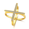 Swarovski Elements Criss-Cross Statement Ring Set in Gold - Golden NYC Jewelry www.goldennycjewelry.com fashion jewelry for women