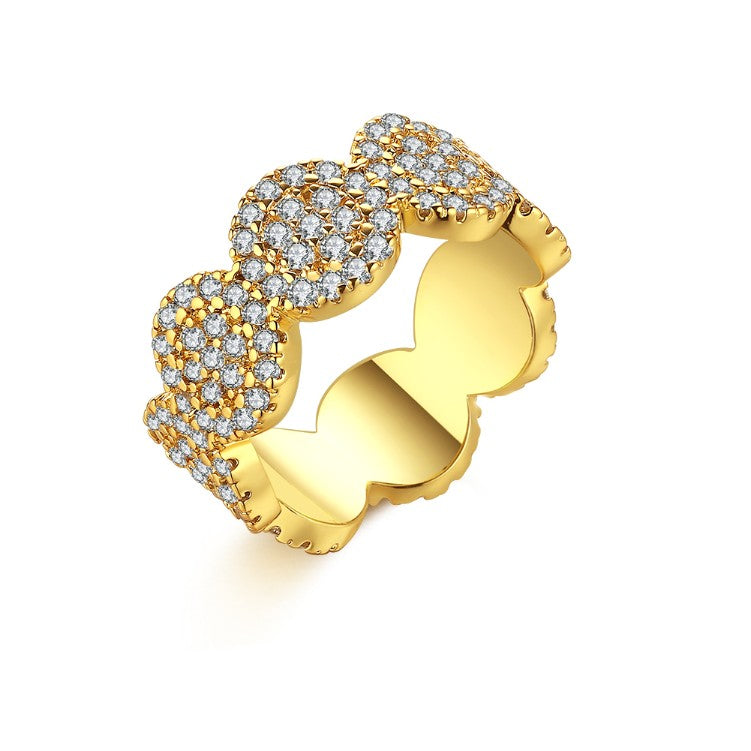 Micro-Pave Circular Honeycomb Swarovski Elements Ring in White Gold, , Golden NYC Jewelry, Golden NYC Jewelry fashion jewelry, cheap jewelry, jewelry for mom, 