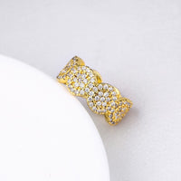 Micro-Pave Circular Honeycomb Swarovski Elements Ring in White Gold, , Golden NYC Jewelry, Golden NYC Jewelry fashion jewelry, cheap jewelry, jewelry for mom, 