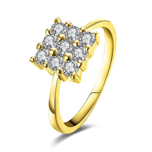 Nine Stone Square Shaped Swarovski Elements Ring in Gold, , Golden NYC Jewelry, Golden NYC Jewelry fashion jewelry, cheap jewelry, jewelry for mom, 