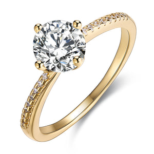 Austrian Elements Simple Solitaire Ring in 18K Gold