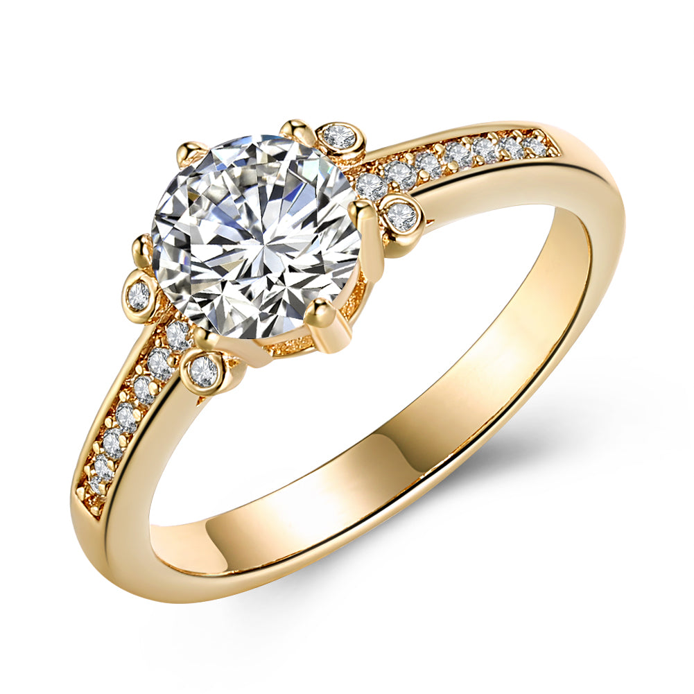 Austrian Elements Single Solitaire 18K Gold Ring