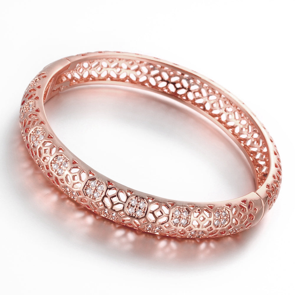 18K Rose Gold Plated Filigree Cut Bangle, Bracelet, Golden NYC Jewelry, Golden NYC Jewelry  jewelryjewelry deals, swarovski crystal jewelry, groupon jewelry,, jewelry for mom,