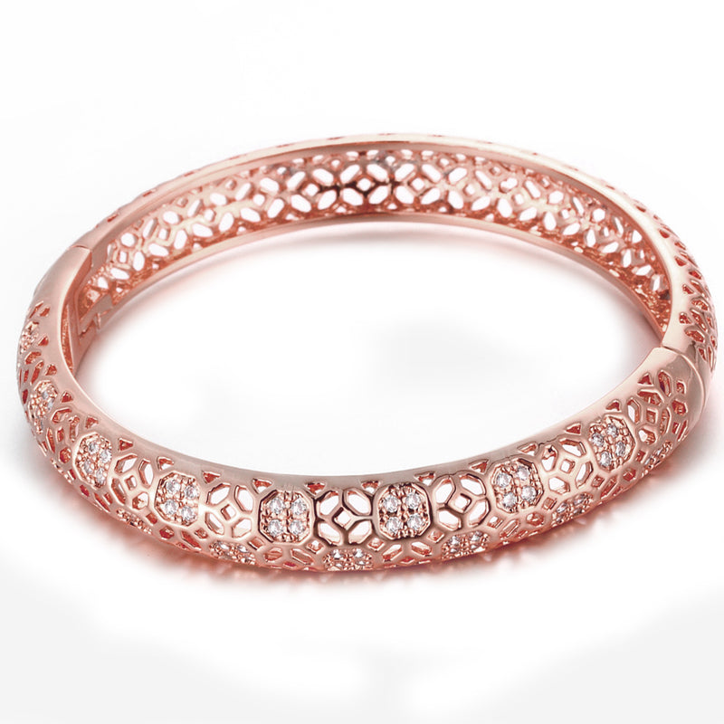 18K Rose Gold Plated Filigree Cut Bangle, Bracelet, Golden NYC Jewelry, Golden NYC Jewelry  jewelryjewelry deals, swarovski crystal jewelry, groupon jewelry,, jewelry for mom,