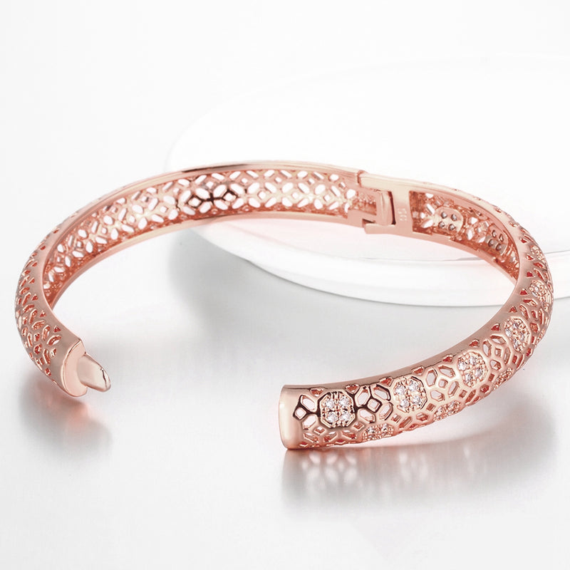 18K Rose Gold Plated Filigree Cut Bangle, Bracelet, Golden NYC Jewelry, Golden NYC Jewelry jewelryjewelry deals, swarovski crystal jewelry, groupon jewelry,, jewelry for mom,