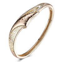 Swarovski Crystal 18K Gold Plated Heart Print Bangle - Golden NYC Jewelry