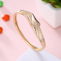Swarovski Crystal 18K Gold Plated Heart Print Bangle - Golden NYC Jewelry