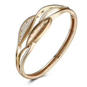 Swarovski Crystal 18K Gold Plated Floral Print Bangle