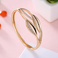 Swarovski Crystal 18K Gold Plated Floral Print Bangle - Golden NYC Jewelry