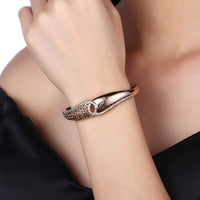 Swarovski Crystal 18K Gold Plated Filigree Twist Bangle - Golden NYC Jewelry