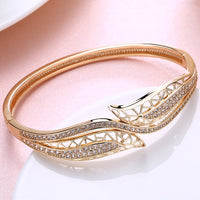 Swarovski Crystal 18K Gold Plated Double Lead Ends Bangle - Golden NYC Jewelry