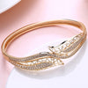 Austrian Crystal 18K Gold Plated Double Lead Ends Bangle - Golden NYC Jewelry