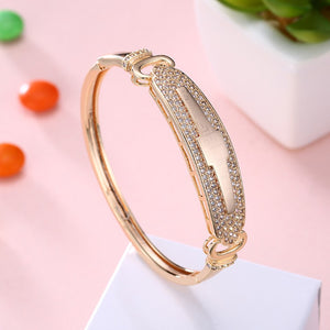 Austrian Crystal 18K Gold Plated Pave Greek Bangle - Golden NYC Jewelry