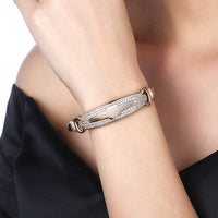 Swarovski Crystal 18K Gold Plated Pave Greek Bangle - Golden NYC Jewelry