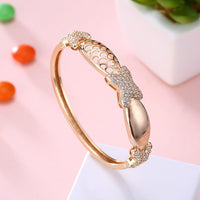 Swarovski Crystal 18K Gold Plated Triple X's Bangle - Golden NYC Jewelry
