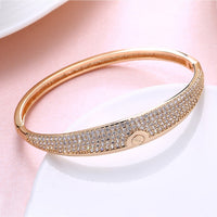 Swarovski Crystal 18K Gold Plated Nail Screw Bangle - Golden NYC Jewelry