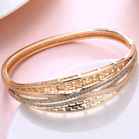Swarovski Crystal 18K Gold Plated Crossroads Bangle - Golden NYC Jewelry