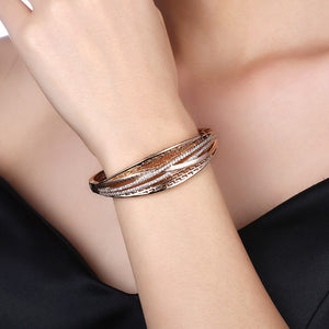 Austrian Crystal 18K Gold Plated Crossroads Bangle - Golden NYC Jewelry