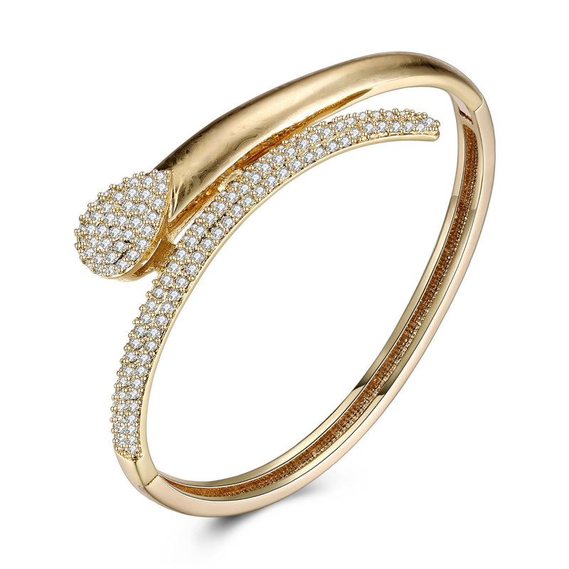 Swarovski Crystal Pave Teardrop Bangle - Golden NYC Jewelry