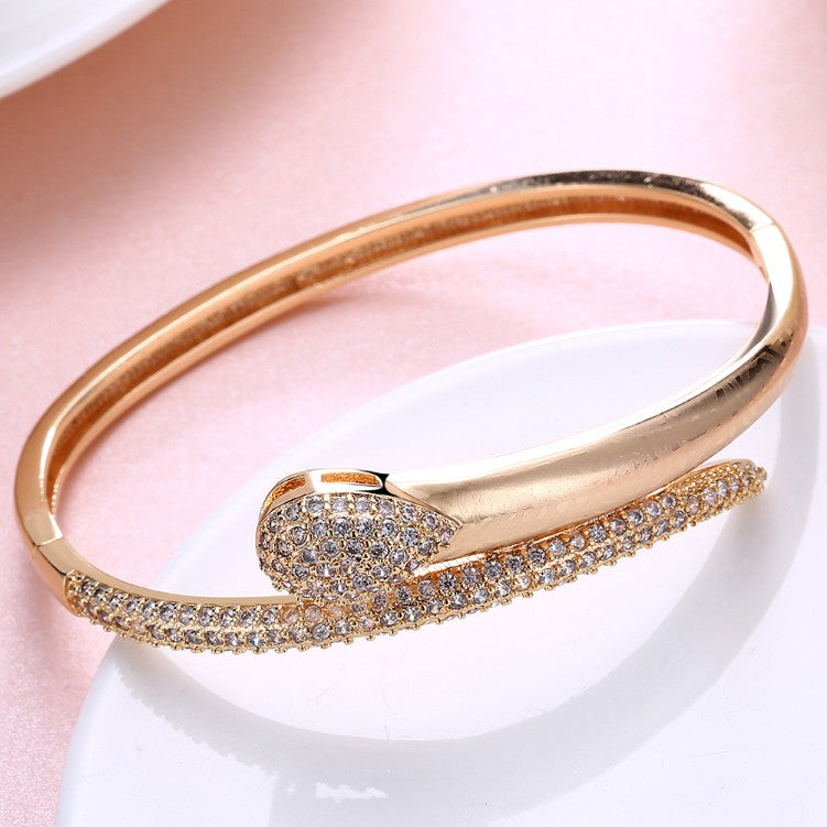 Swarovski Crystal Pave Teardrop Bangle - Golden NYC Jewelry