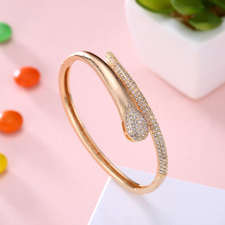 Swarovski Crystal Pave Teardrop Bangle - Golden NYC Jewelry