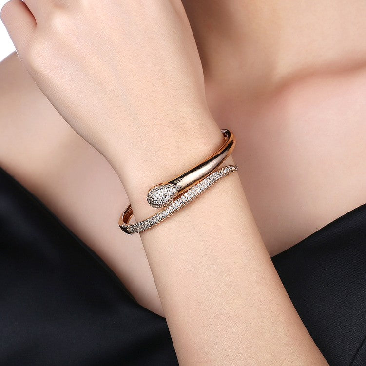 Swarovski Crystal Pave Teardrop Bangle - Golden NYC Jewelry